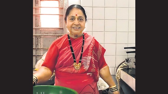 Rajni Kathin, 65, says she makes her videos partly because it bothers her that youngsters in her community can make pizzas but not bhakris. Rajni Kathin, 65, says she makes her videos partly because it bothers her that youngsters in her community can make pizzas but not bhakris.