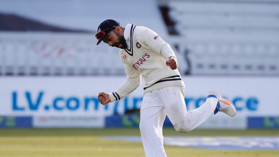 India's Virat Kohli celebrates winning the second test after Mohammed Siraj took the wicket of England's James Anderson Action Images via Reuters/Paul Childs(Action Images via Reuters)