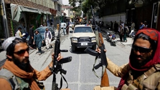 Taliban fighters patrol Kabul, Afghanistan, on Thursday, Aug. 19, 2021. (AP)