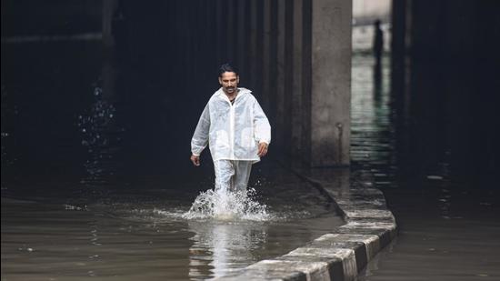 Waterlogging caused by an intense spell of rain in Delhi has left many underpasses unusable. (Sanchit Khanna/HT PHOTO/Representative Photo)