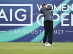 Aditi Ashok of India tees off on the first hole. (Getty) Aditi Ashok of India tees off on the first hole. (Getty)