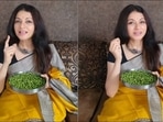 Bhagyashree encourages fans to add peas to their diet, lists their health benefits(Instagram/bhagyashree.online) Bhagyashree encourages fans to add peas to their diet, lists their health benefits(Instagram/bhagyashree.online)