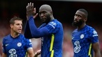 Chelsea's Cesar Azpilicueta (L), Romelu Lukaku and Antonio Rudiger (R) during the English Premier League soccer match against Arsenal(AP) Chelsea's Cesar Azpilicueta (L), Romelu Lukaku and Antonio Rudiger (R) during the English Premier League soccer match against Arsenal(AP)