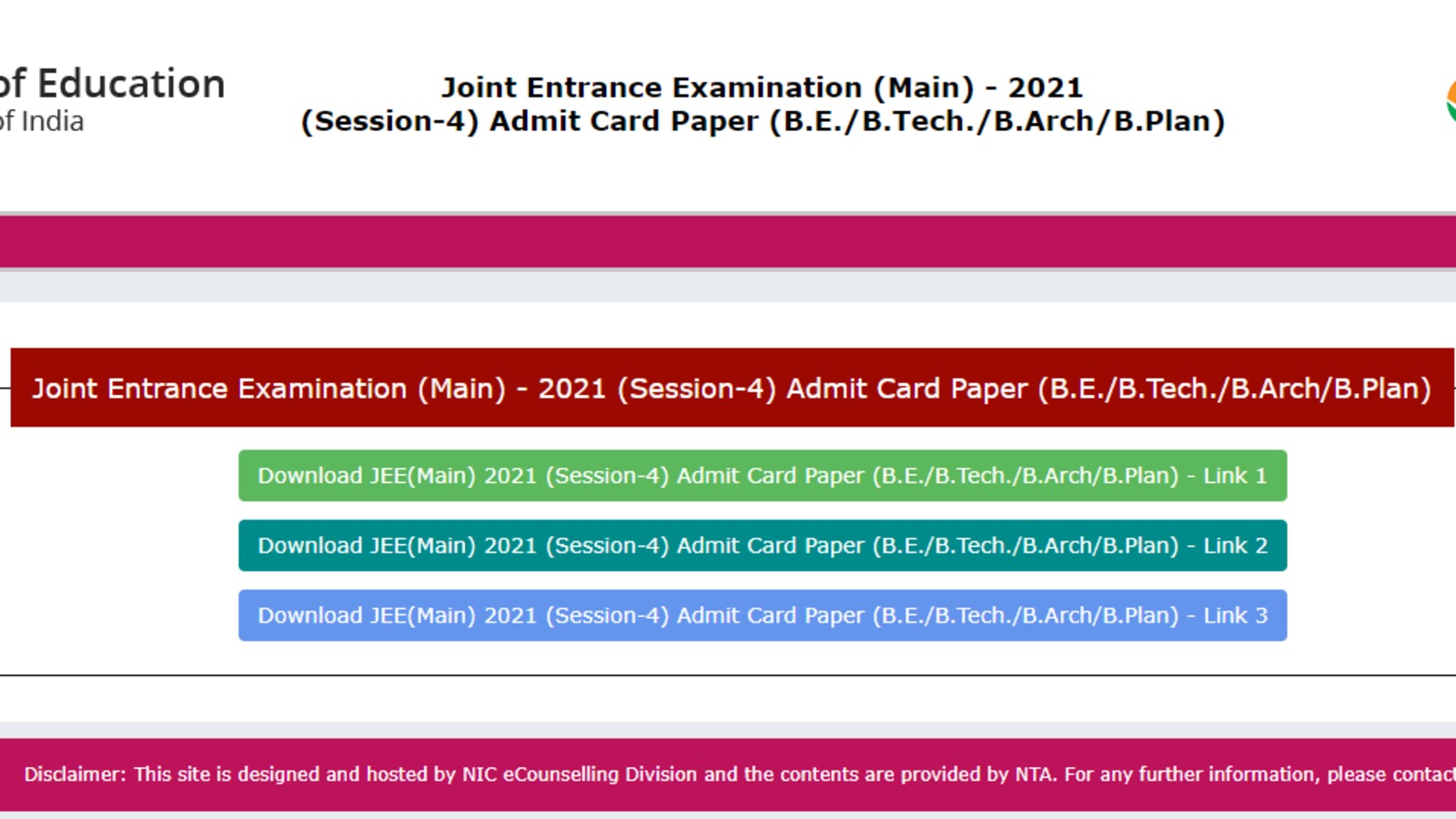JEE main admit card released for last session exam, download now