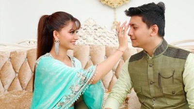 Urvashi Rautela shared a couple of photos of Raksha Bandhan celebrations with her brother Yashraj Rautela on Instagram. She captioned the post, "OU WILL ALWAYS BE THERE FOR ME @yashrajrautela &amp; I WILL ALWAYS BE THERE FOR YOU 👩‍❤️‍👨 #HappyRakshaBandhan to all you guys, all the brother and sisters, may your bond get stronger with each passing year! A beautiful day to celebrate the eternal love and bond between a brother and sister.." (Instagram/@urvashirautela)