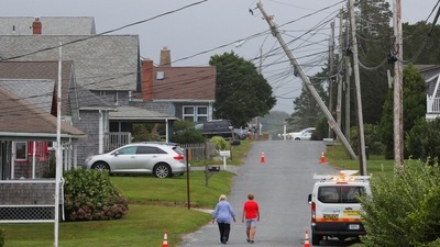 Henri drove the ocean 1-to-2 feet (30-to-60 centimeters) higher as it made landfall near Westerly, Rhode Island, with top winds of 60 miles (95 kilometers) per hour. (REUTERS)