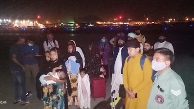The Indians were earlier evacuated from Kabul by an IAF aircraft, according to the MEA spokesperson. (Arindam Bagchi/Twitter) The Indians were earlier evacuated from Kabul by an IAF aircraft, according to the MEA spokesperson. (Arindam Bagchi/Twitter)