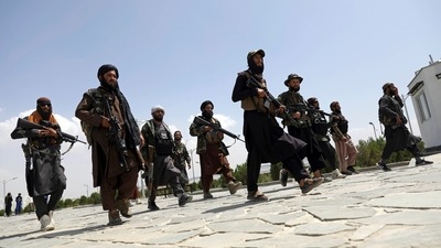 Taliban fighters patrolling in Afghanistan's capital Kabul, where they regained control last week. Taliban fighters patrolling in Afghanistan's capital Kabul, where they regained control last week.