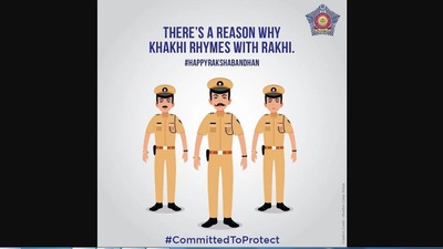 Raksha Bandhan 2021: The creative shared by Mumbai Police. (Instagram/@mumbaipolice)