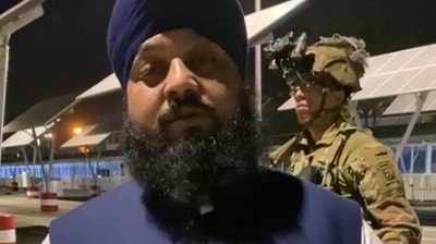 MP Narender Singh Khalsa at the Kabul airport. (sources ) MP Narender Singh Khalsa at the Kabul airport. (sources )