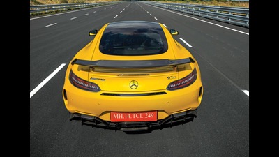 The Mercedes AMG GTR is powered by a fire breathing 585 hp twin-turbo V8 The Mercedes AMG GTR is powered by a fire breathing 585 hp twin-turbo V8