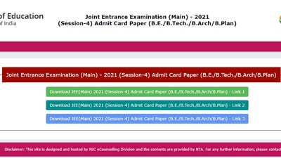 JEE main admit card released for last session exam, download now