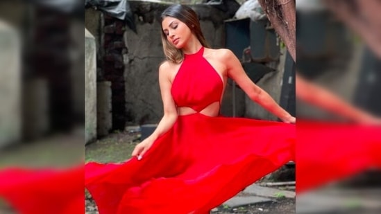 Photos: Mouni Roy paints the town red with flared backless dress ...