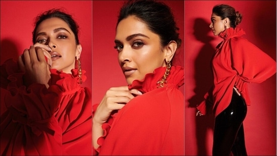 Deepika Padukone slays date fashion in red Chanel top, latex Balenciaga pants(Instagram/deepikapadukone)