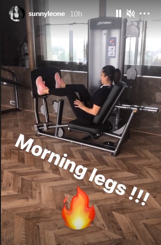 Sunny Leone performs leg press at the gym (Instagram/sunnyleone)