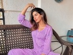 Khushi Kapoor shares pictures in a purple kurta. Khushi Kapoor shares pictures in a purple kurta.