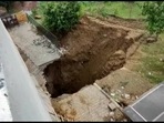 The retaining wall collapsed at Iffco Chowk flyover on Monday morning. The retaining wall collapsed at Iffco Chowk flyover on Monday morning.