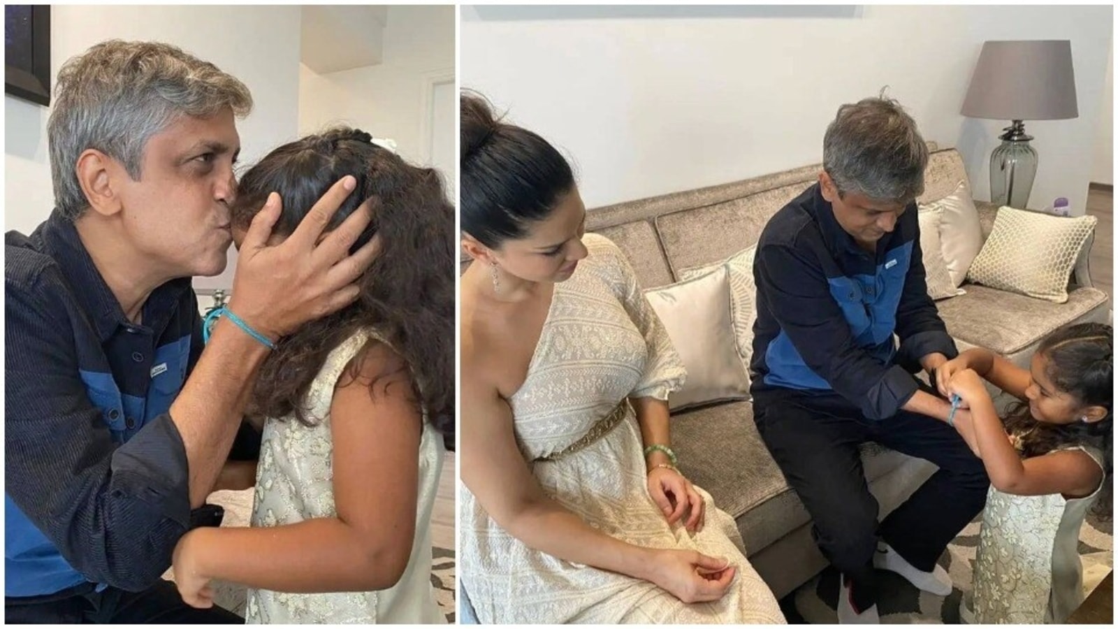 Sunny Leone, daughter Nisha tie rakhis on their security in-charge Yusuf Ibrahim, Rakhi Sawant goes wow Bollywood picture image