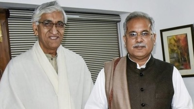 File image of Chhattisgarh health minister TS Singh Deo with CM Bhupesh Baghel. (PTI) File image of Chhattisgarh health minister TS Singh Deo with CM Bhupesh Baghel. (PTI)