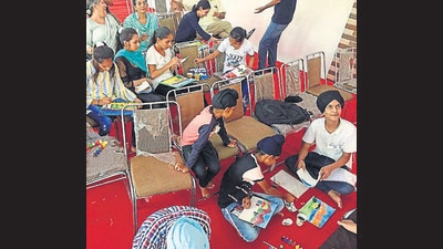Jaswant Singh Zafar, deputy chief engineer, PSPCL, who is also a poet and prose writer, organised the workshop in memory of his late son Vivek Singh Pandher. (HT Photo)
