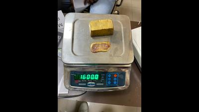 The gold found on a passenger at the Sri Guru Ram Das Jee International Airport in Amritsar.
