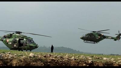 Indian Army helicopters during a search and rescue operation near Ranjit Sagar Dam in Kathua district. (PTI file photo) Indian Army helicopters during a search and rescue operation near Ranjit Sagar Dam in Kathua district. (PTI file photo)
