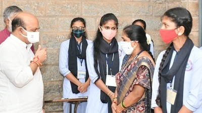 Karnataka CM Bommai interacts with students at Government Pre University College