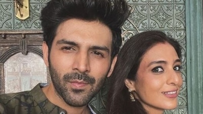 Kartik Aaryan with Tabu in a new Instagram post. Kartik Aaryan with Tabu in a new Instagram post.