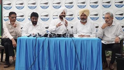 Aam Aadmi Party leaders at a press conference in Chandigarh on Monday. (HT PHOTO) Aam Aadmi Party leaders at a press conference in Chandigarh on Monday. (HT PHOTO)
