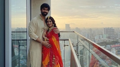 Charu Asopa and Rajeev Sen shared pictures from her baby shower. Charu Asopa and Rajeev Sen shared pictures from her baby shower.