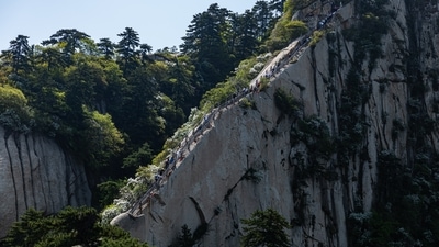 Mount Huashan in China: This mind-boggling trek is considered to be one of the most dangerous hikes in the world. The trail is made up of ladders, chains, and boardwalks thousands of feet in the air. (Unsplash) Mount Huashan in China: This mind-boggling trek is considered to be one of the most dangerous hikes in the world. The trail is made up of ladders, chains, and boardwalks thousands of feet in the air. (Unsplash)