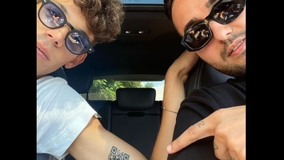 The image shows the man with the QR code tattoo. ( Instagram/@gabrielepellerone) The image shows the man with the QR code tattoo. ( Instagram/@gabrielepellerone)
