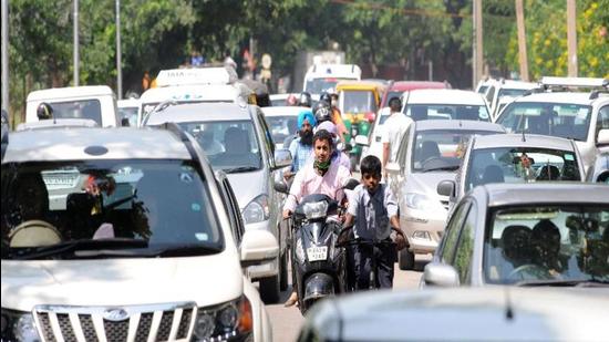 Chandigarh has the highest density of vehicles per household in the country, leading to traffic congestion and snarls.