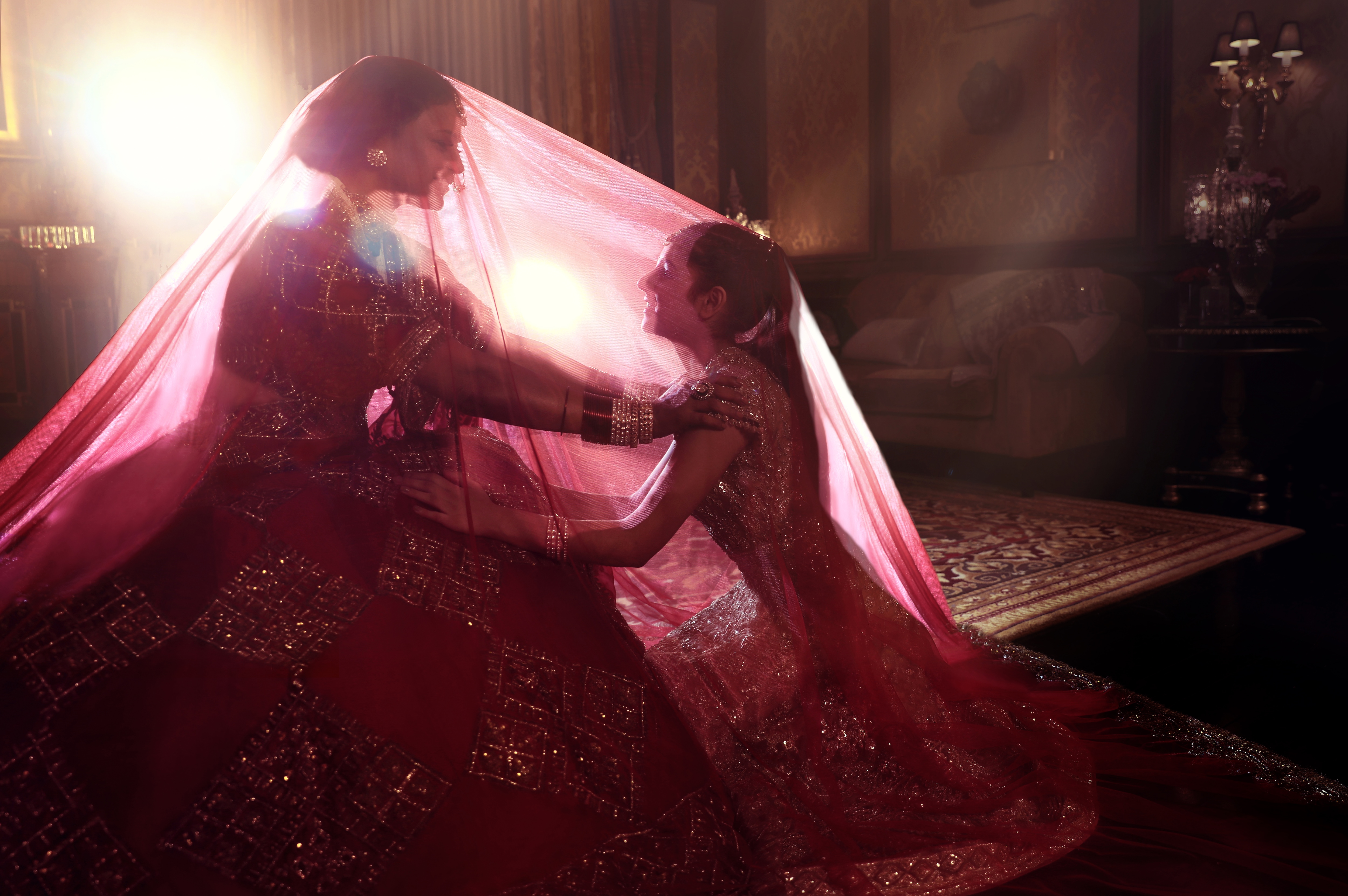 Daughter with her mom as a bride