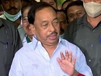 Union Minister Narayan Rane speaks to the media on the FIR filed against him in Mumbai on Tuesday. (ANI Photo) Union Minister Narayan Rane speaks to the media on the FIR filed against him in Mumbai on Tuesday. (ANI Photo)