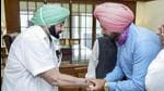 Punjab Congress Committee president Navjot Singh Sidhu meets Punjab chief minister Captain Amarinder Singh in Chandigarh. (File photo)