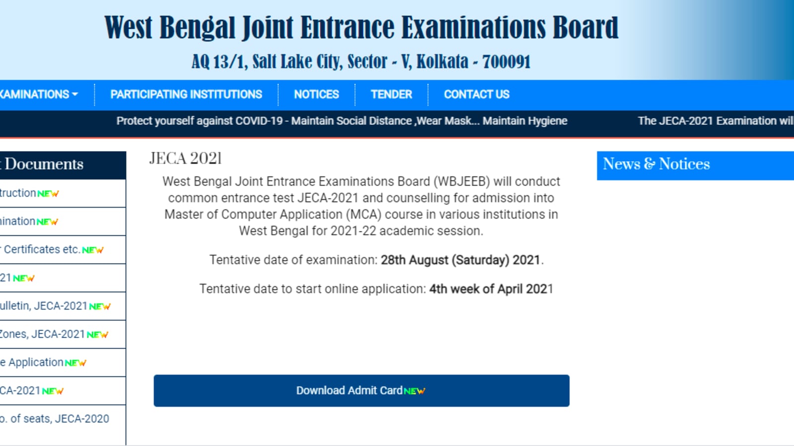 West Bengal JECA admit cards 2021 released, here's how to download