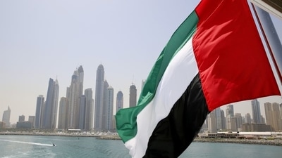 UAE flag flies over a boat at Dubai Marina. (Reuters File Photo)