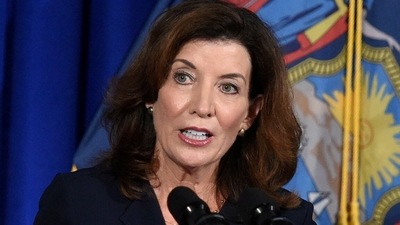 Kathy Hochul was scheduled to have a ceremonial swearing-in event Tuesday morning at the New York State Capitol. (REUTERS)