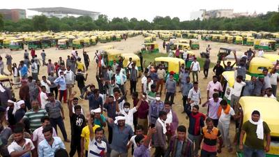 Autorickshaw drivers held a meeting and protest at the Leisure Valley Park in Sector 29. (Parveen Kumar/HT Photo) Autorickshaw drivers held a meeting and protest at the Leisure Valley Park in Sector 29. (Parveen Kumar/HT Photo)