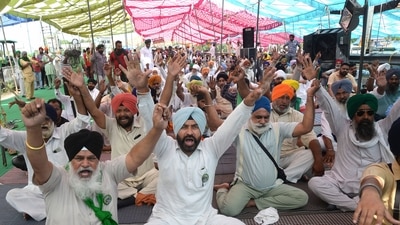 Farmers protesting on the national highway in Jalandhar on Monday. (PTI Photo) Farmers protesting on the national highway in Jalandhar on Monday. (PTI Photo)