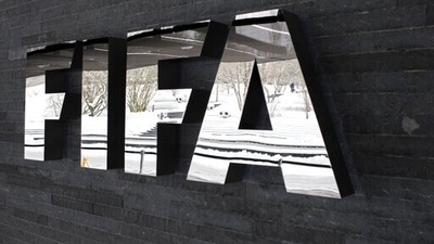 FIFA logo is pictured at the Home of FIFA in Zurich (AP)