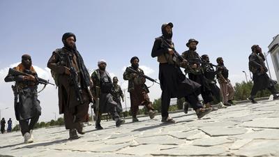 Taliban fighters patrol in Kabul, Afghanistan. (AP) Taliban fighters patrol in Kabul, Afghanistan. (AP)