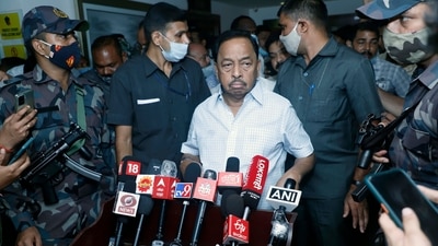 Union Minister Narayan Rane Rane claimed that Maharashtra chief minister Uddhav Thackeray had to check the year of India's independence with his aides midway during the August 15 speech. (HT photo)