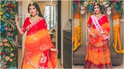 For the occasion, Charu Asopa Sen opted for a gorgeous red and yellow lehenga. (Instagram/@asopacharu) For the occasion, Charu Asopa Sen opted for a gorgeous red and yellow lehenga. (Instagram/@asopacharu)