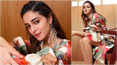 Ananya Panday recently took to her Instagram handle to share a few photos of herself in a stylish thigh-high slit dress. Check out the photos from her latest photoshoot here. (Instagram/@ananyapanday) Ananya Panday recently took to her Instagram handle to share a few photos of herself in a stylish thigh-high slit dress. Check out the photos from her latest photoshoot here. (Instagram/@ananyapanday)