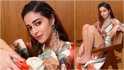 Ananya Panday opted for a long transparent earring for her fancy gown look. (Instagram/@ananyapanday) Ananya Panday opted for a long transparent earring for her fancy gown look. (Instagram/@ananyapanday)