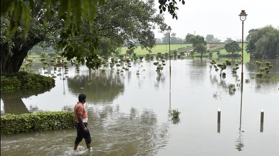 Waterlogged Rajghat during rain in New Delhi on August 21. (File photo)