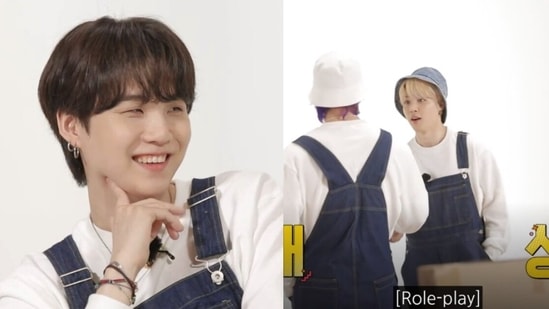 BTS members Suga, Jimin and Jungkook from Run BTS episode 148.