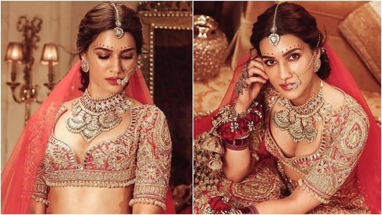 Portrait of Very Beautiful Indian Bride in Red Lehenga Showing Navel. Non  Bengali Bridal Portrait Stock Photo - Image of face, adult: 238401452